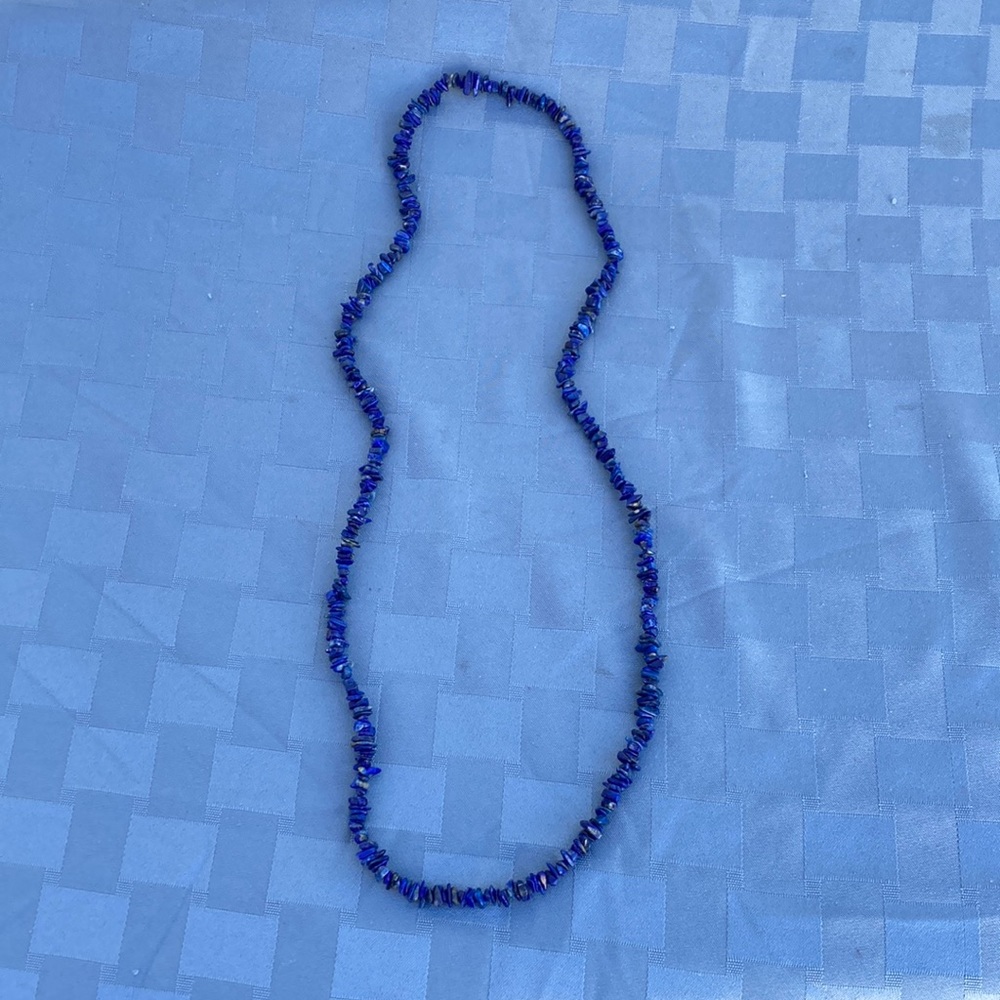 Authentic lapis lazuli rock bead necklace